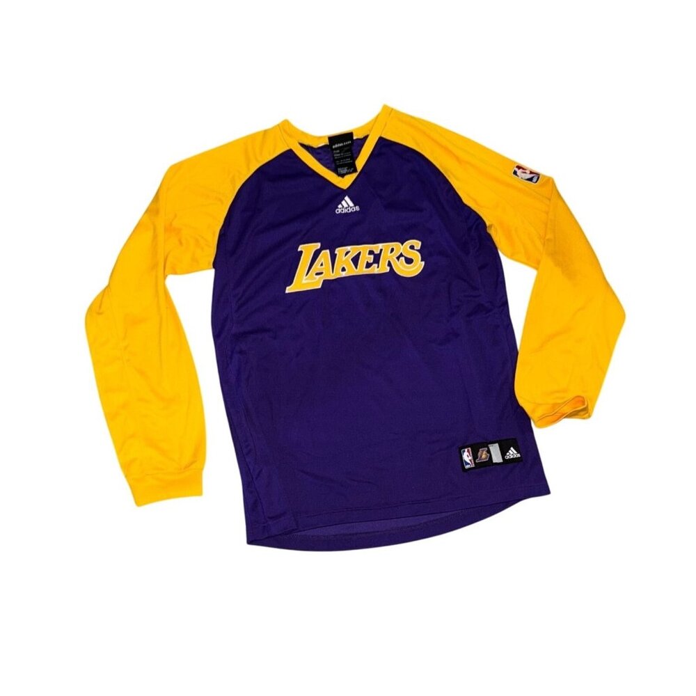 Adidas NBA Los Angeles Lakers Youth Long-Sleeve V-Neck Shirt Size Large 14-16 Pu